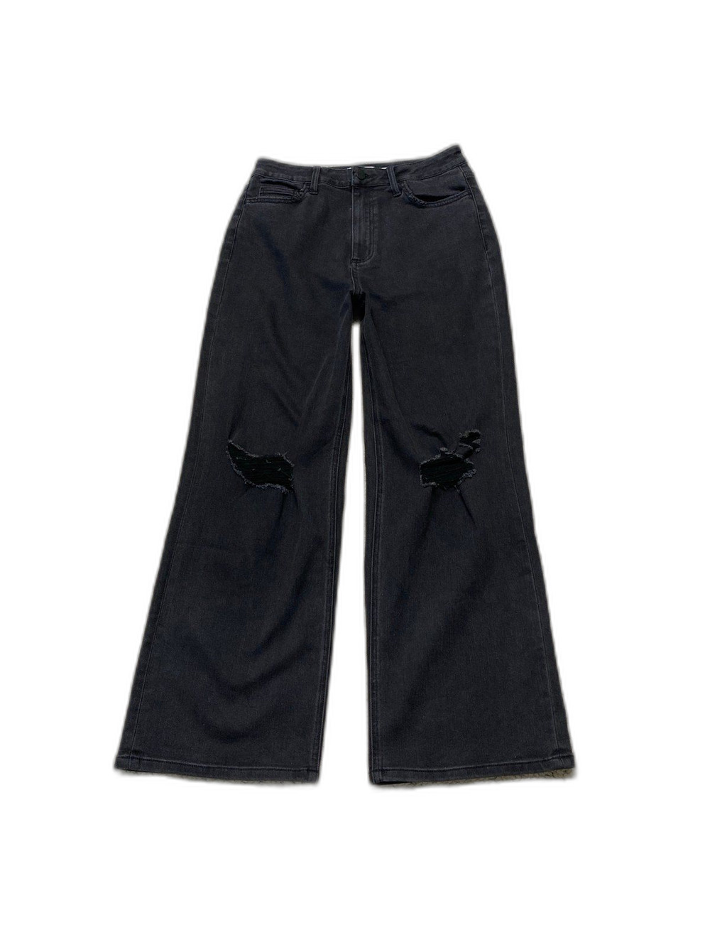 29 CEROS High-Rise Distressed Baggy Straight Wide Leg Black